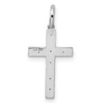 Sterling Silver Rhodium-plated Laser Designed Cross Pendant - Image 3