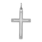 Sterling Silver Rhodium-plated Laser Designed Cross Pendant