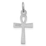 Sterling Silver Rhodium-plated Laser Designed Cross Charm - Image 3