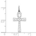 Sterling Silver Rhodium-plated Laser Designed Cross Pendant - Image 4