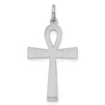 Sterling Silver Rhodium-plated Laser Designed Cross Pendant - Image 4