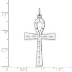 Sterling Silver Rhodium-plated Laser Designed Cross Pendant - Image 3