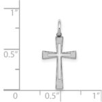 Sterling Silver Rhodium-plated Laser Designed Cross Charm - Image 3