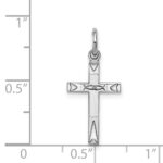 Sterling Silver Rhodium-plated Laser Designed Cross Charm - Image 3