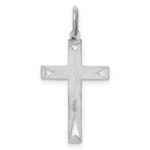 Sterling Silver Rhodium-plated Laser Designed Cross Pendant - Image 4