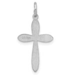 Sterling Silver Rhodium-plated Laser Designed Cross Pendant - Image 3