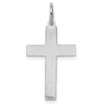 Sterling Silver Rhodium-plated Laser Designed Cross Pendant - Image 4