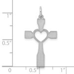 Sterling Silver Rhodium-plated Laser Designed Cross Pendant - Image 3