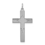 Sterling Silver Rhodium-plated Laser Designed Cross Pendant