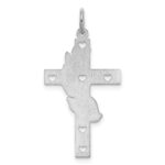 Sterling Silver Rhodium-plated Laser Designed Cross Pendant - Image 4