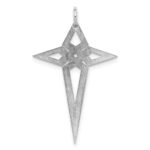 Sterling Silver Rhodium-plated Laser Designed Cross Pendant - Image 4
