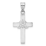 Sterling Silver Rhodium-plated Black Enameled Trilogy Cross Charm - Image 4