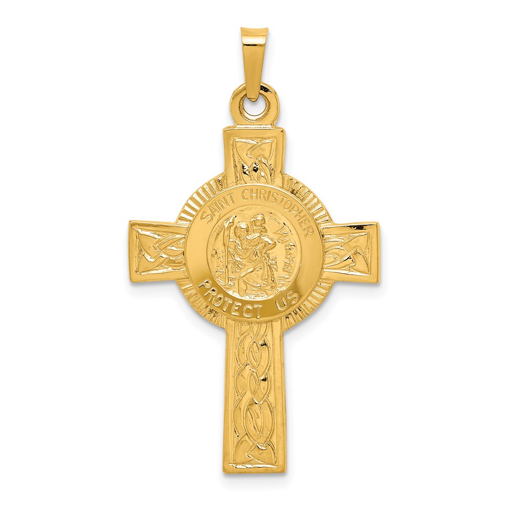 REL107.jpg 14k Polished Cross with St. Christopher Medal Pendant - Image 1