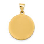 14k Polished and Satin Hollow Sacred Heart of Jesus Medal Round Pendant - Image 4