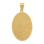 14k Polished and Satin Solid Miraculous Medal Oval Pendant - Image 4