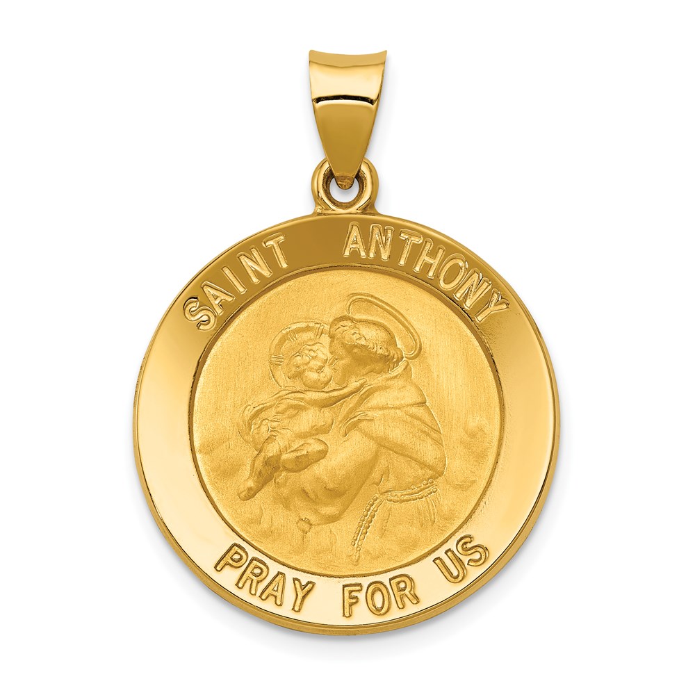 REL145.jpg 14k Polished and Satin Hollow Large Saint Anthony Medal Pendant - Image 1