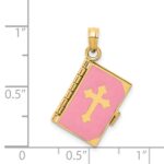 14K Pink Enameled 3-D Bible with Lord's Prayer and Moveable Pages Pendant - Image 4