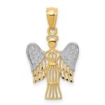 14k and White Rhodium Filigree Angel Pendant