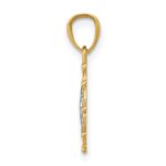 14k and White Rhodium Scalloped Frame Cherub Round Pendant - Image 2