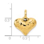 14K Polished and Hammered 3-D Puffed Heart Pendant - Image 3