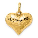 14K Polished and Hammered 3-D Puffed Heart Pendant - Image 4