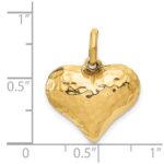 14K Polished and Hammered 3-D Puffed Heart Pendant - Image 3