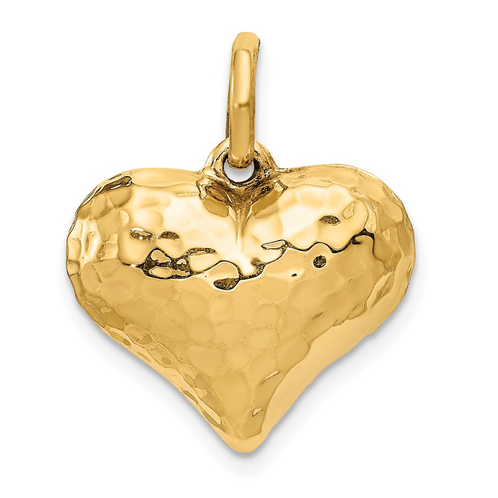 S1450.jpg 14K Polished and Hammered 3-D Puffed Heart Pendant - Image 1