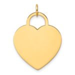 14K Polished Engravable 23mm Heart Disc Pendant