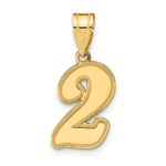 14k Brushed Border Script Number 2 Pendant