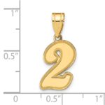 14k Brushed Border Script Number 2 Pendant - Image 3