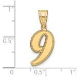 14k Brushed Border Script Number 9 Pendant - Image 2