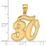14k Brushed  Border Script Number 30 Pendant - Image 4