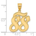 14k Brushed Border Script Number 88 Pendant - Image 4