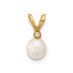 14k Madi K 4-5mm White Near-Round Freshwater Cultured Pearl and CZ Pendant