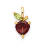 14K Heart-shaped Garnet and Peridot Apple Pendant