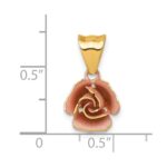 14k with Rose-tone Rhodium Brushed Rose Flower Pendant - Image 4