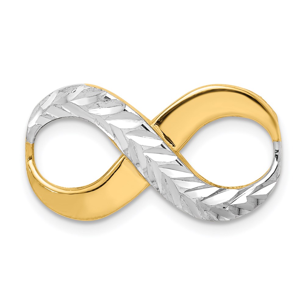 SL631.jpg 14K with Rhodium Diamond-cut Infinity Slide Fits up to 4mm Fancy or Reversible Omega Only - Image 1