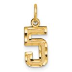 14k Small Brushed Diamond-cut Number 5 Charm