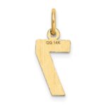 14k Small Brushed Diamond-cut Number 7 Charm - Image 3
