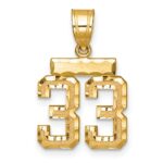 14k Small Brushed Diamond-cut Number 33 Charm
