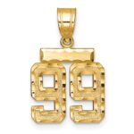 14k Small Brushed  Diamond-cut Number 99 Charm