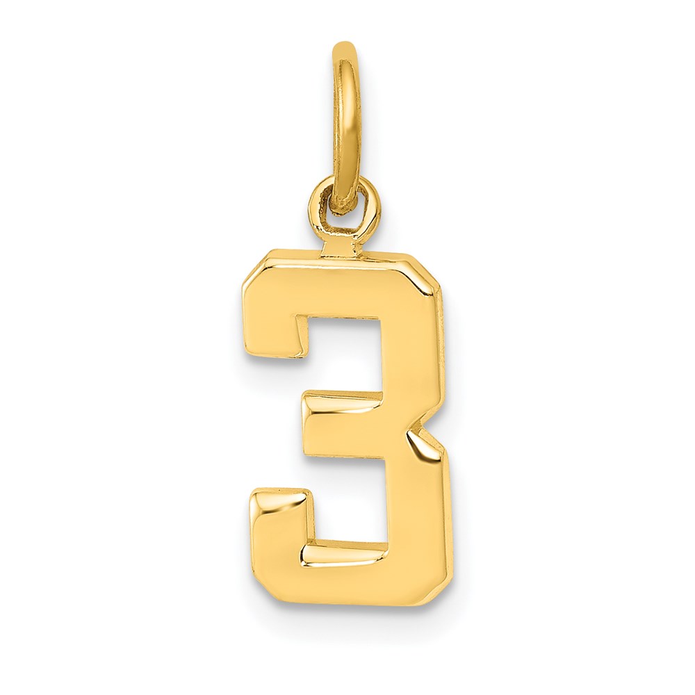 SP03.jpg 14k Small Polished Number 3 Charm - Image 1