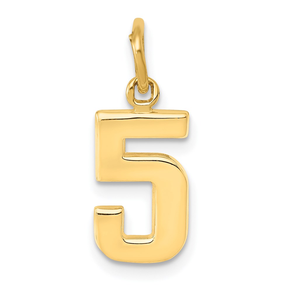 SP05.jpg 14k Small Polished Number 5 Charm - Image 1