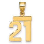 14k Small Polished Number 21 Charm