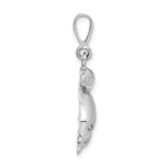 14k White Gold Polished Three Dolphin Charm - Image 2