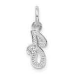 14KW White Gold Casted Script Letter J Initial Charm - Image 4