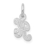 14KW White Gold Casted Script Letter K Initial Charm - Image 4