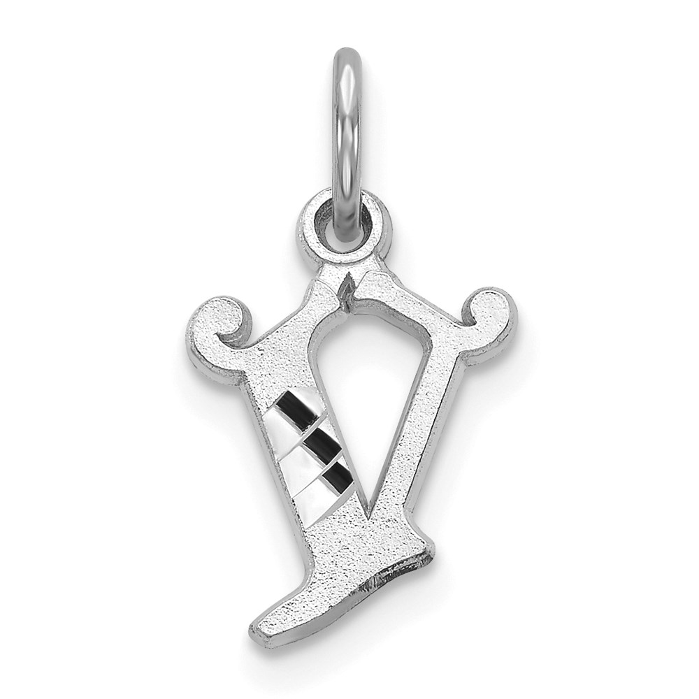 WCH139-V.jpg 14KW Diamond-cut Letter V Initial Charm - Image 1