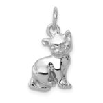 14k White Gold Cat Charm