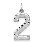 14kw Large Brushed Diamond-cut  Number 2 Charm